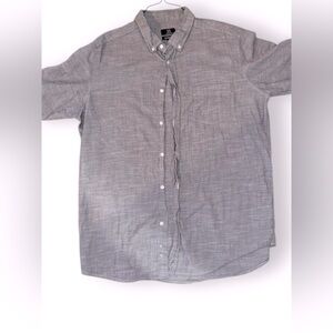 George Classic Fit Grey Men’s Short Sleeve Button Up Shirt Large